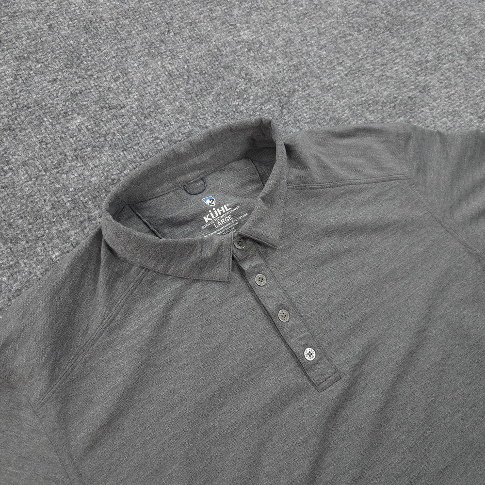 Kuhl Polo Shirt Mens Large Gray AirKuhl Performance Hiking Outdoors Casual